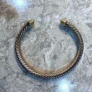 David Yurman Cable Classics Bracelet Sterling Silver with 14K Yellow Gold Domes